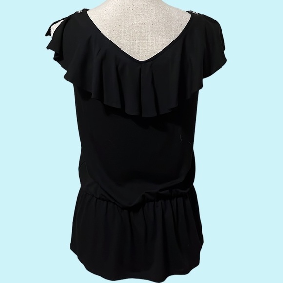 White House black market top, jeweled neckline, black, small - Picture 3 of 8